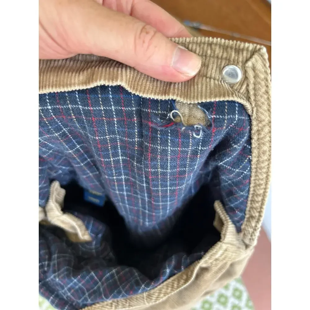 Vtg Corduroy Oshkosh B'Gosh 24 mos Overalls w/Plaid Lining